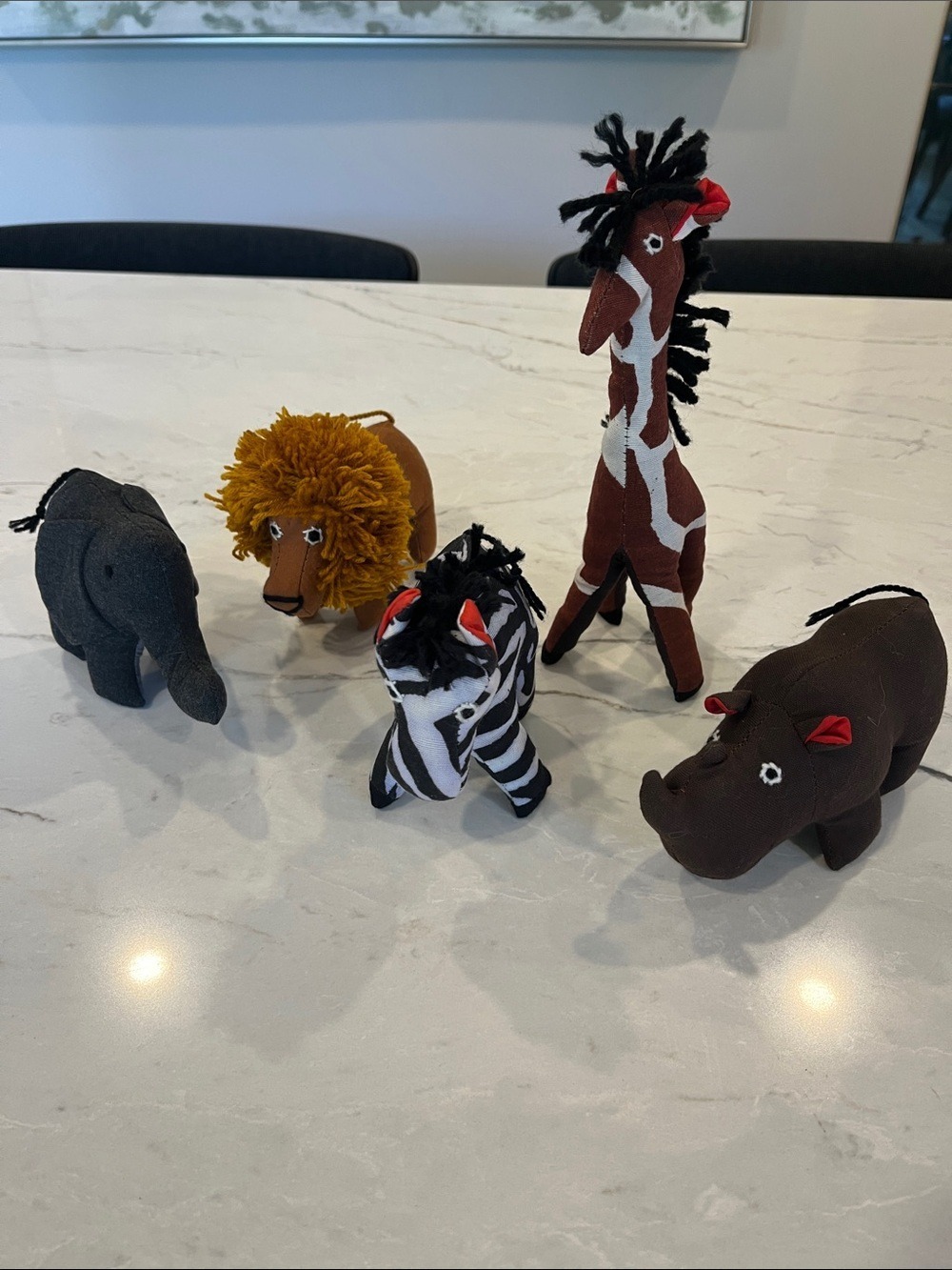 Safari Friends Plush Toy Set - Brown, Black, White, Gold